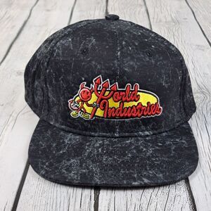 World Industries Snapback Acid Wash Black Hat Devil Man Flameboy Wet Willy NEW